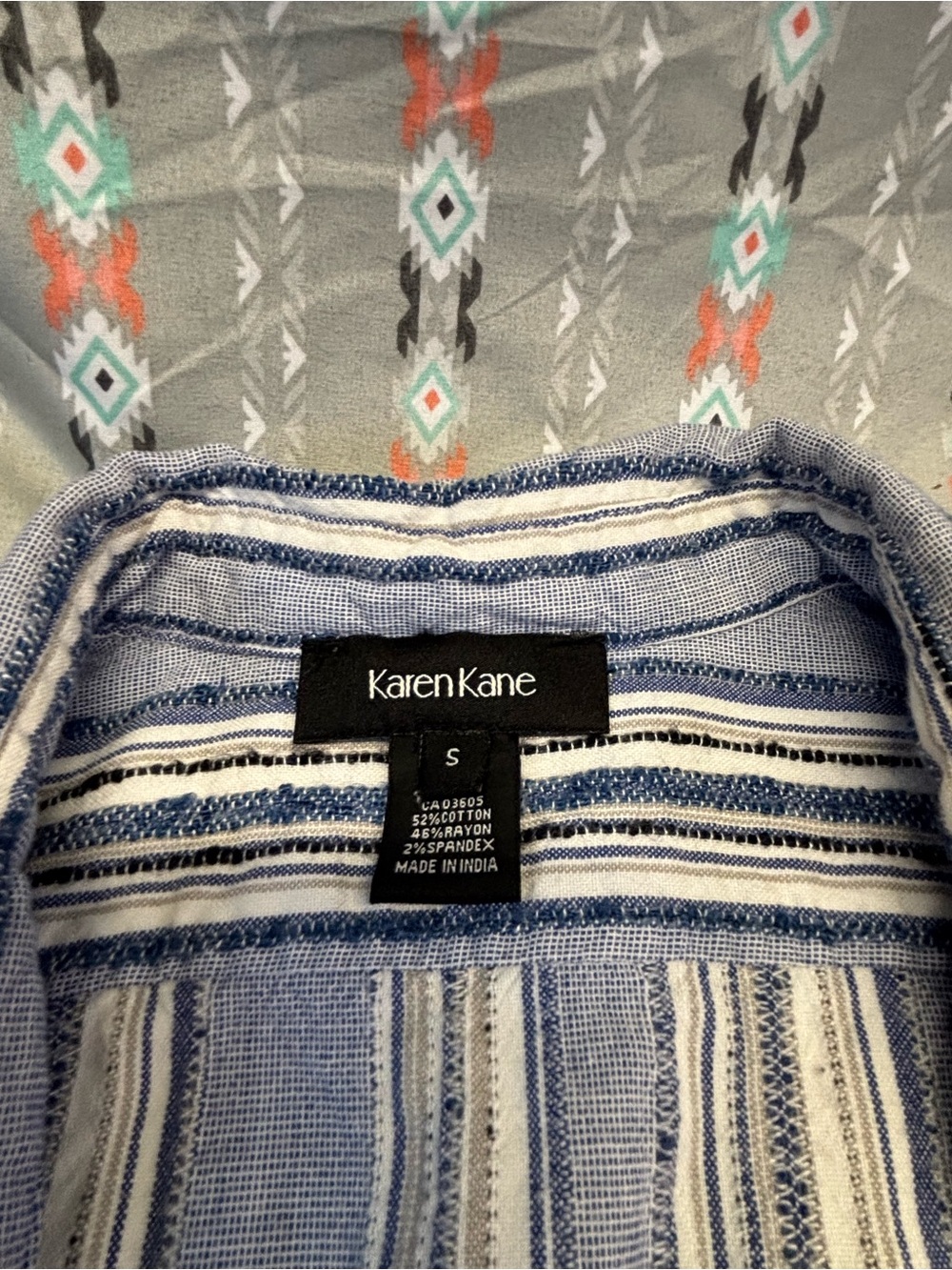 🍄Karen Kane Blue Vertical Stripe Button-Down - Picture 2 of 2